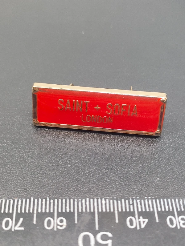 30mm Red Saint + Sofia London Metal Bag Tag