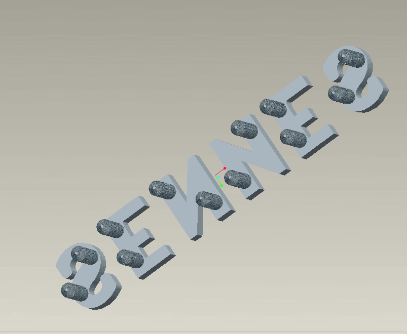 3D artwork of metal bag tags