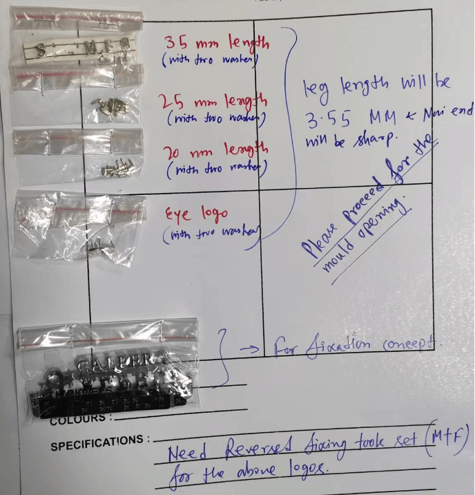 The original sample of metal bag tags