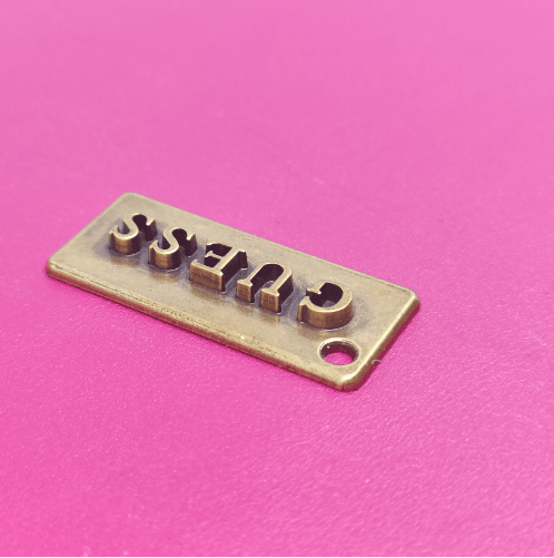 leather metal bag labels