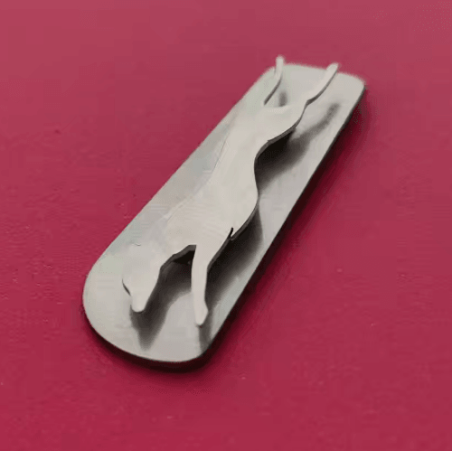 Silver metal bag labels